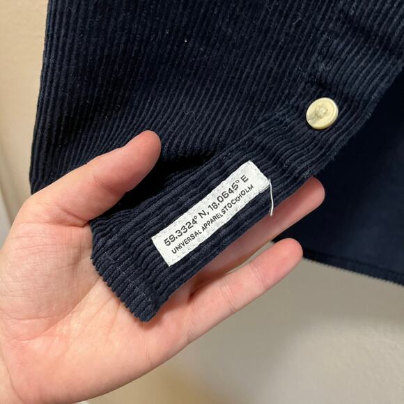 H&M Blue Corduroy Button Front Shacket Shirt Jacket Size Medium Unisex Fit - Picture 5 of 7